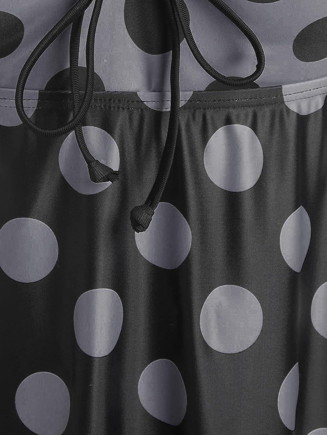 image:imageROSE GAL Womens Plus Size Curve Cinched Polka Dot Crisscross Tankini Swimsuit SetGray1