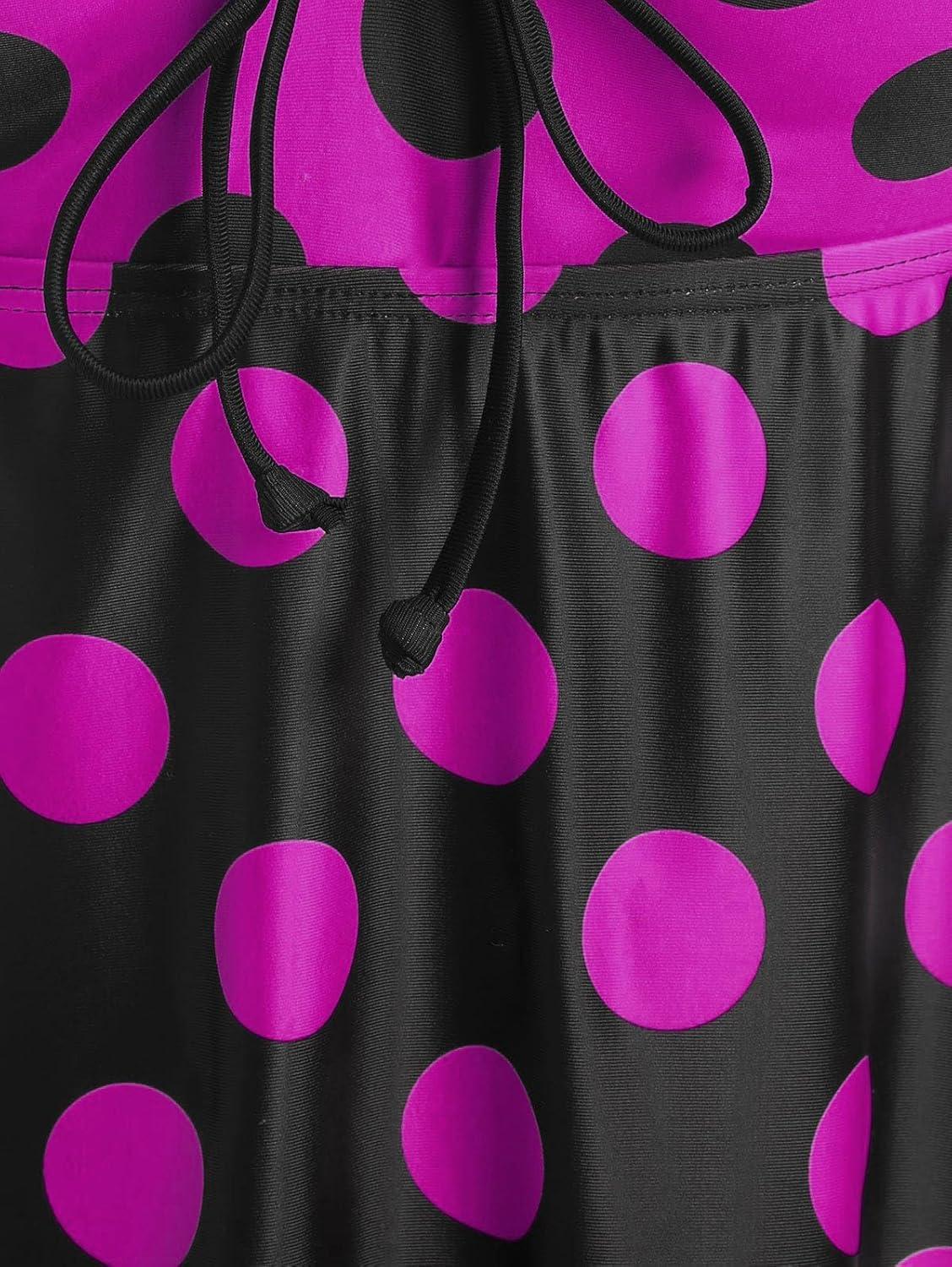 image:imageROSE GAL Womens Plus Size Curve Cinched Polka Dot Crisscross Tankini Swimsuit SetRed2