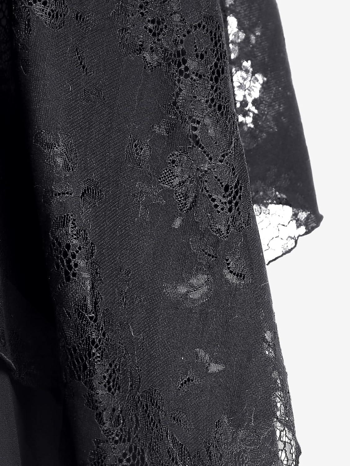 image:imageROSE GAL Womens Plus Size Gothic Lace Overlay Layered Handkerchief Hem Flowy Maxi SkirtBlack3