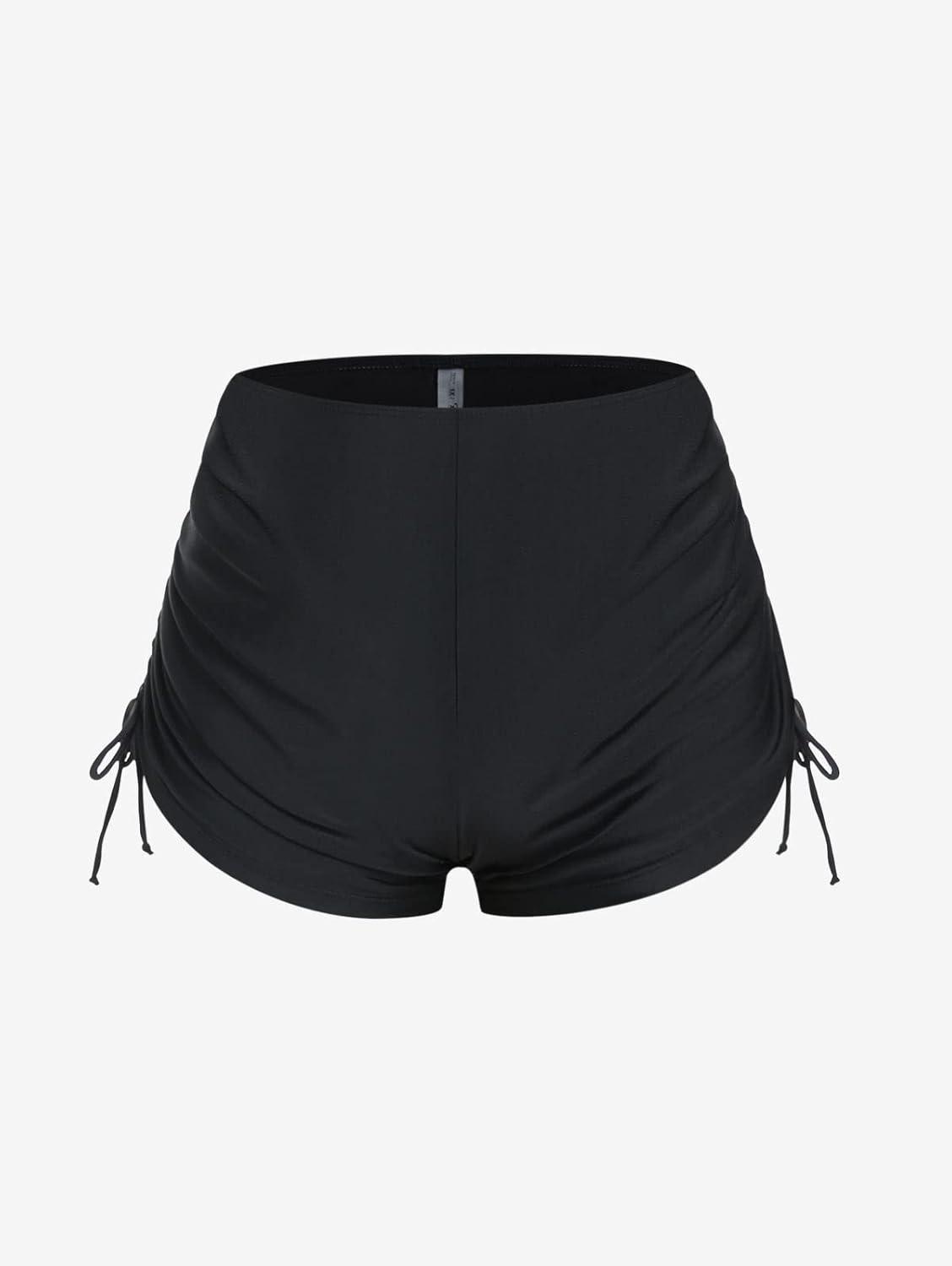 image:imageROSE GAL Womens Plus Size Halter Backless Empire Waist Modest Boyshorts Tankini Swimsuit SetBlack1