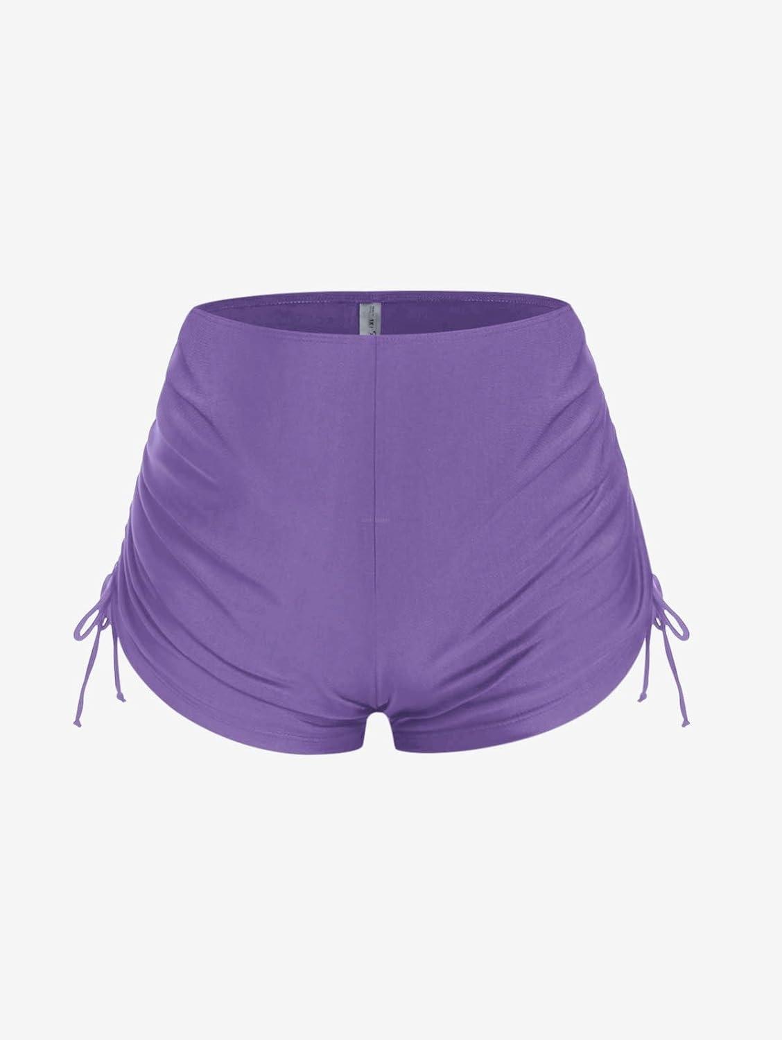 image:imageROSE GAL Womens Plus Size Halter Backless Empire Waist Modest Boyshorts Tankini Swimsuit SetPurple2