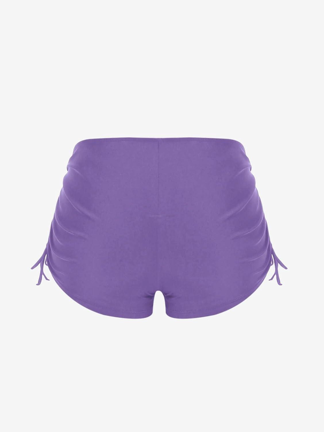 image:imageROSE GAL Womens Plus Size Halter Backless Empire Waist Modest Boyshorts Tankini Swimsuit SetPurple2