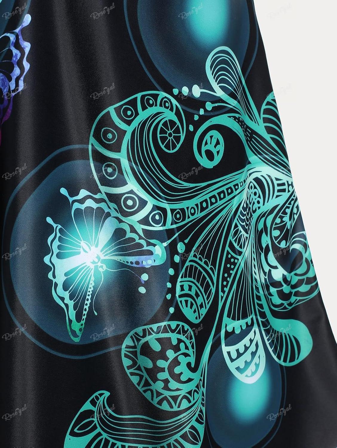 image:imageRosegal Womens Plus Size Curve Butterfly Padded Boyleg Modest Tankini SwimsuitBlack5