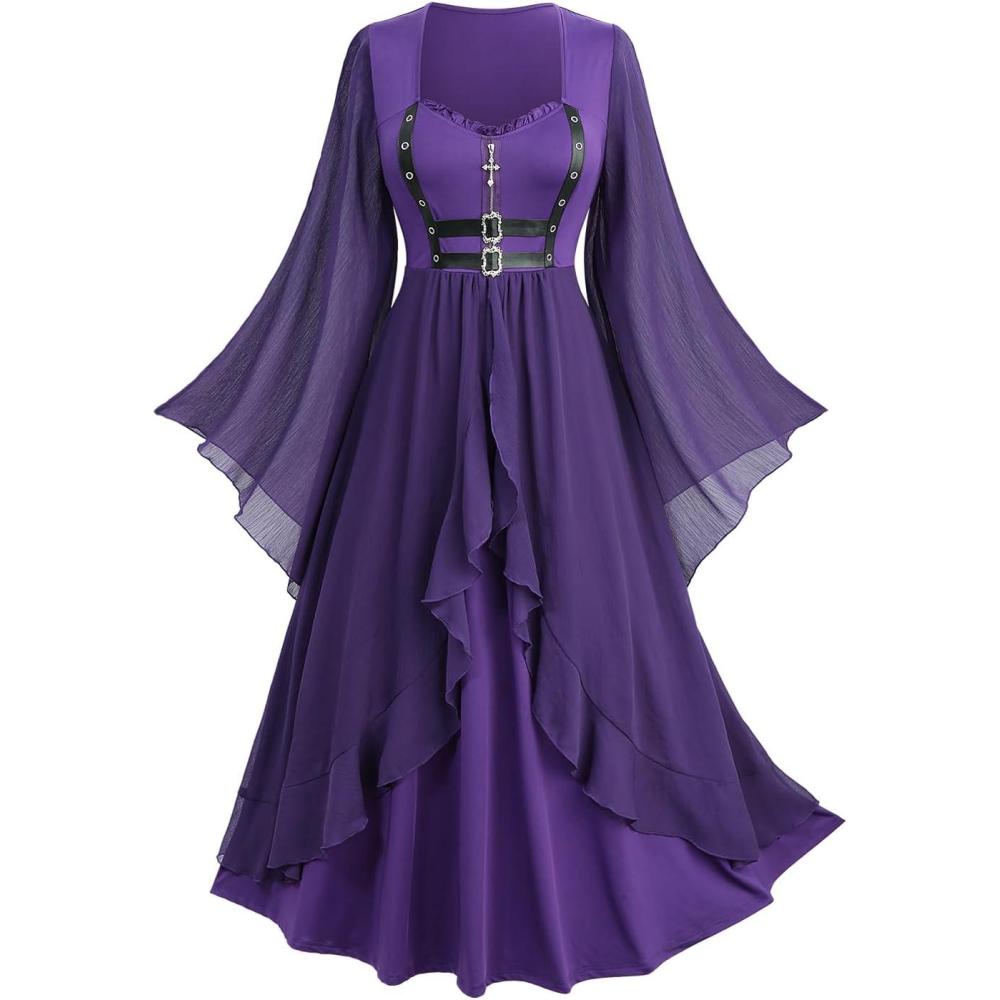 image:imageROSE GAL Plus Size Women Renaissance Costume Victorian Medieval Fairy Bell Sleeves Irish Halloween Cosplay DressPurple