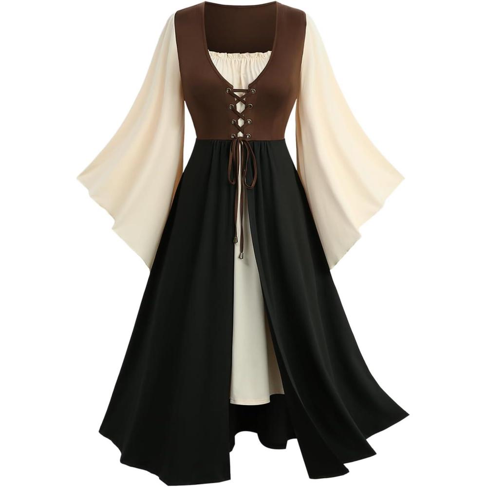 image:imageROSE GAL Plus Size Womens Renaissance Costume Dress Medieval Pirate PeasantCoffee1