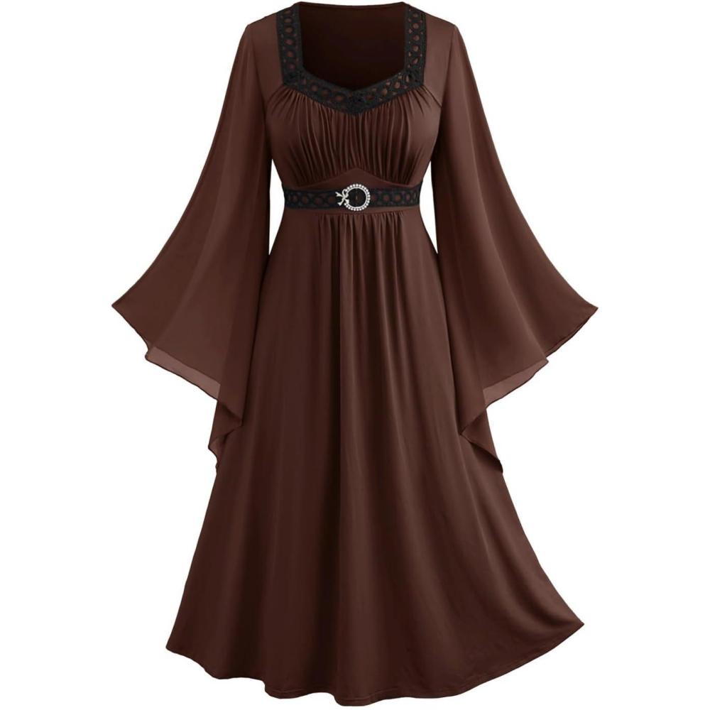 image:imageROSE GAL Rosegal Plus Size Renaissance Costumes Dress for Women Medieval Fairy Halloween DressCoffee1