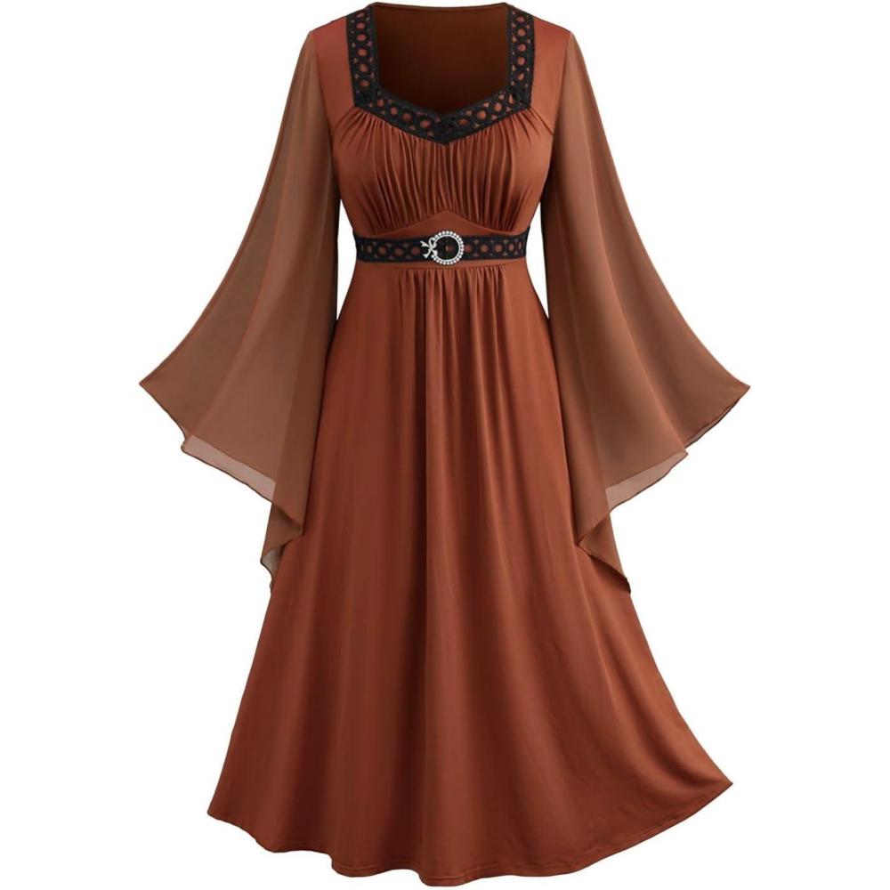 image:imageROSE GAL Rosegal Plus Size Renaissance Costumes Dress for Women Medieval Fairy Halloween DressCoffee3