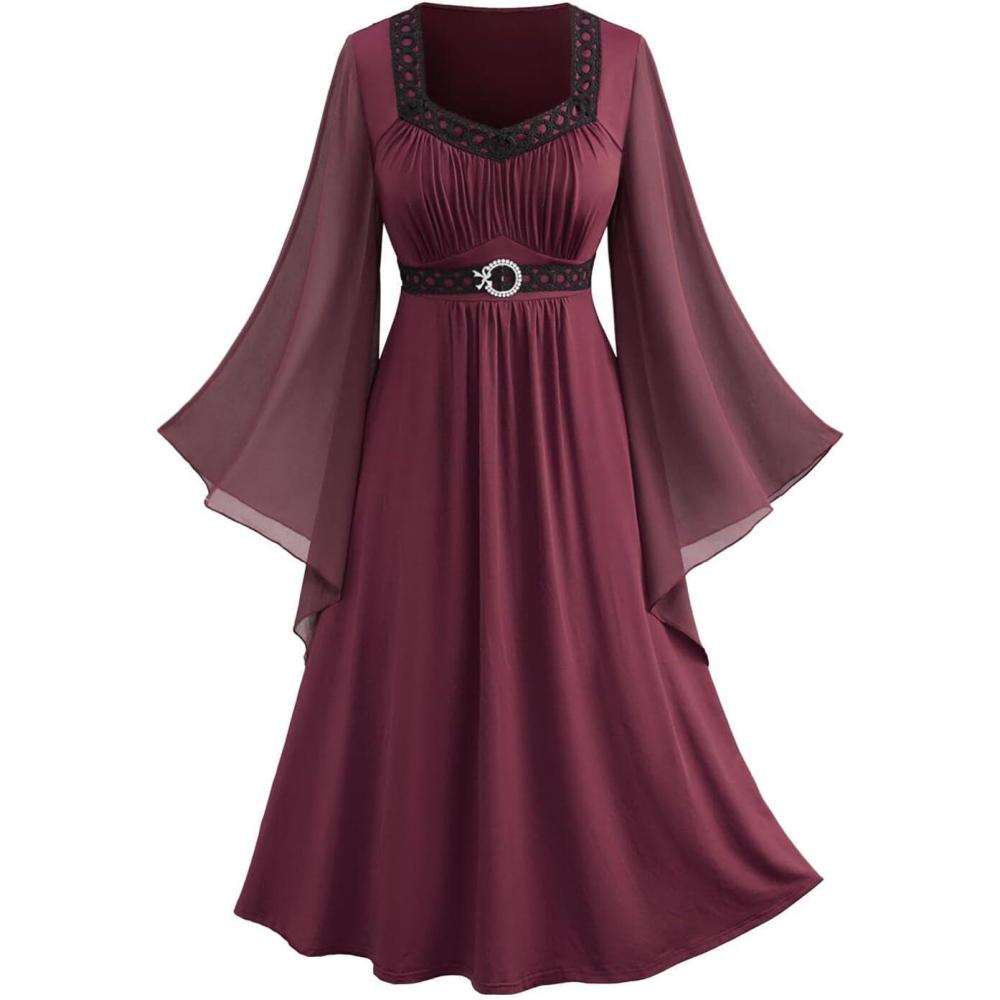 image:imageROSE GAL Rosegal Plus Size Renaissance Costumes Dress for Women Medieval Fairy Halloween DressRed1