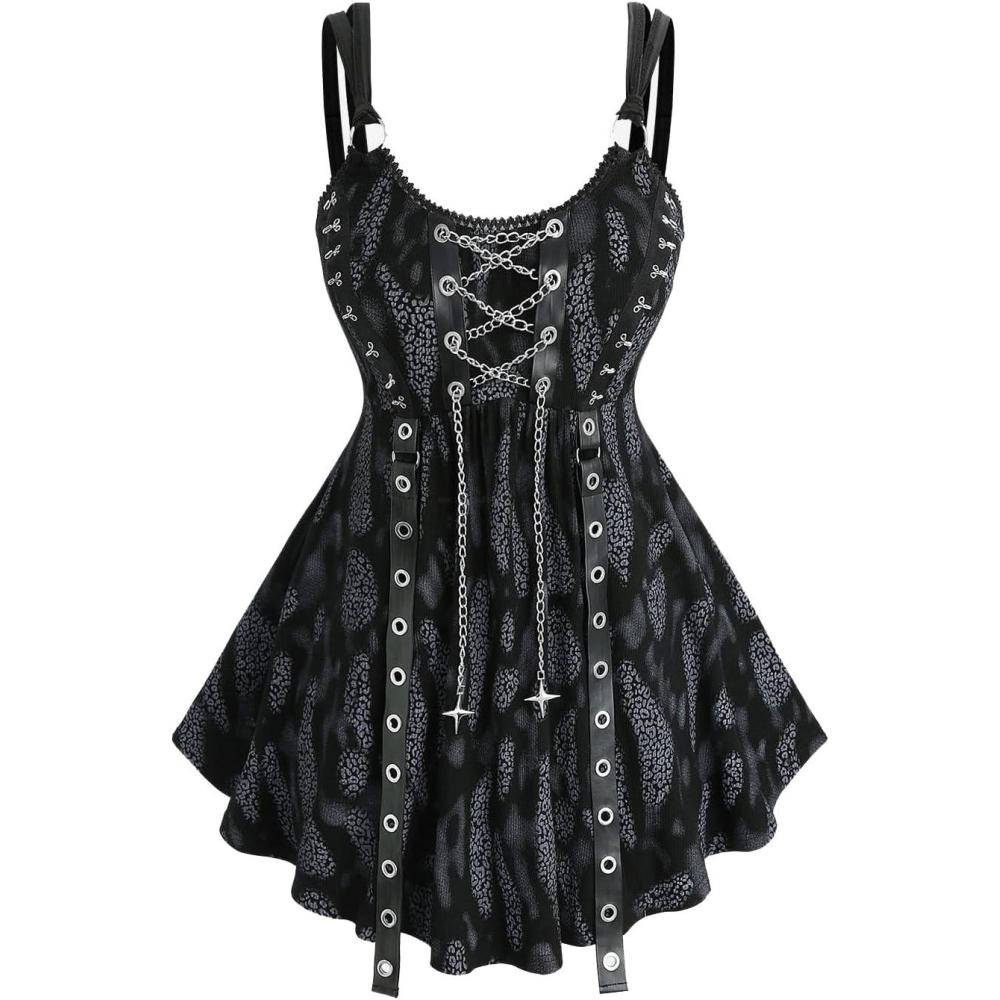image:imageROSE GAL Women Plus Size Punk Goth Chinas Goth Tank TopBlack1