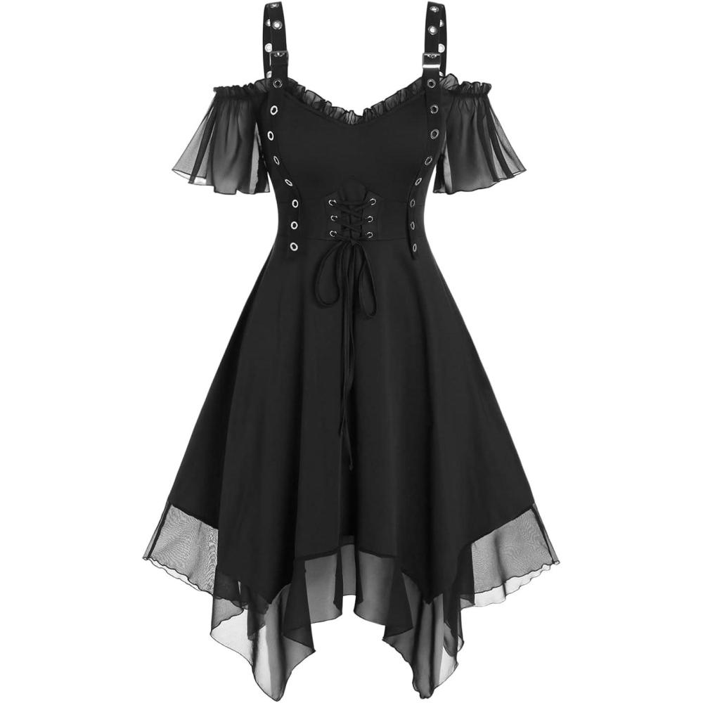 image:imageROSE GAL Womens Plus Size Dresses Sleeveless Wrap Gothic Cocktail Rockabilly Weeding Party DressBlack1