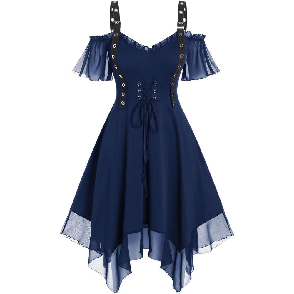 image:imageROSE GAL Womens Plus Size Dresses Sleeveless Wrap Gothic Cocktail Rockabilly Weeding Party DressBlue1