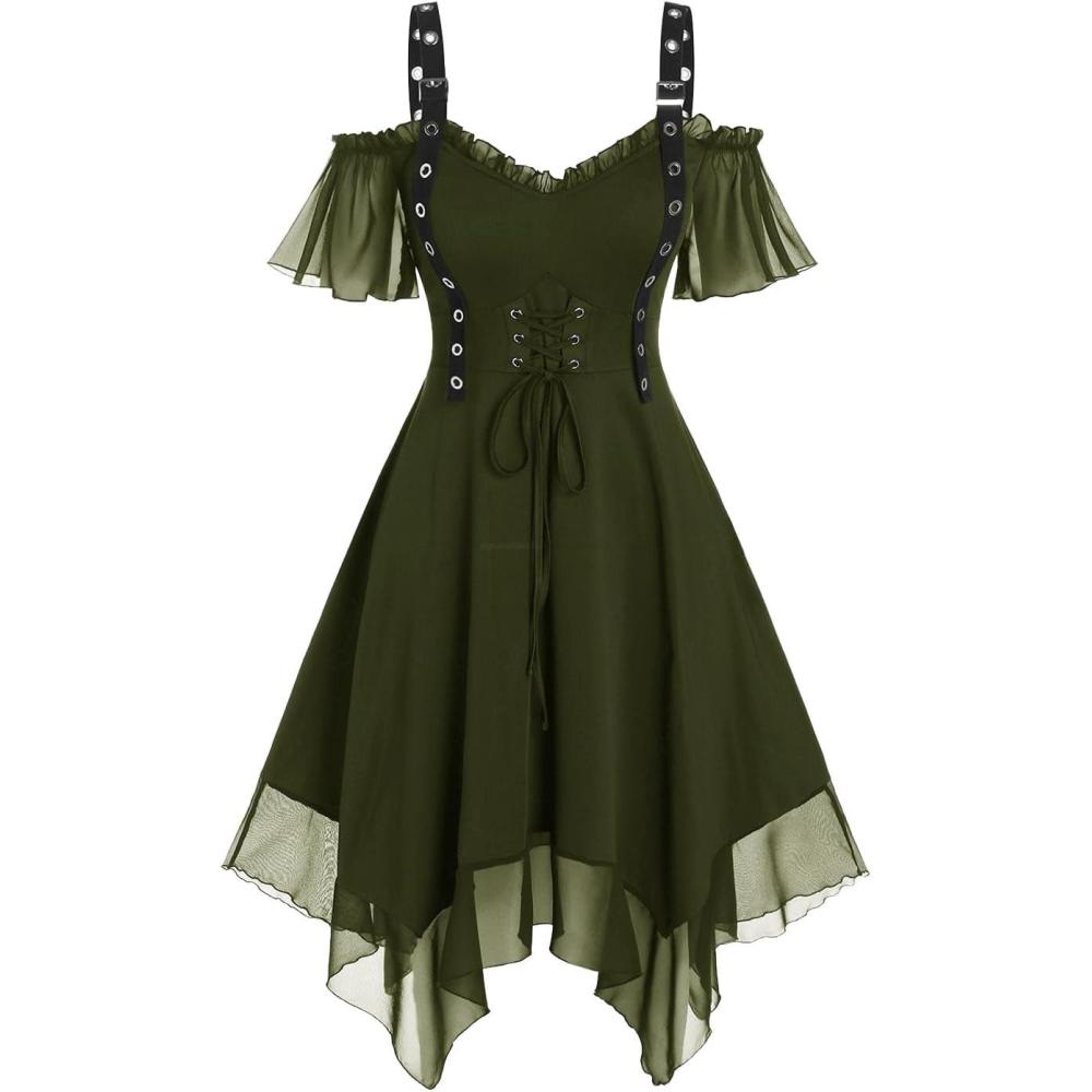 image:imageROSE GAL Womens Plus Size Dresses Sleeveless Wrap Gothic Cocktail Rockabilly Weeding Party DressGreen1