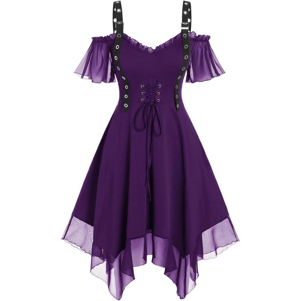 image:imageROSE GAL Womens Plus Size Dresses Sleeveless Wrap Gothic Cocktail Rockabilly Weeding Party DressPurple1