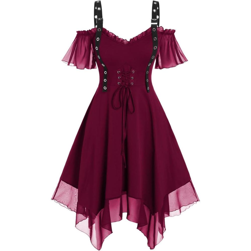 image:imageROSE GAL Womens Plus Size Dresses Sleeveless Wrap Gothic Cocktail Rockabilly Weeding Party DressRed1