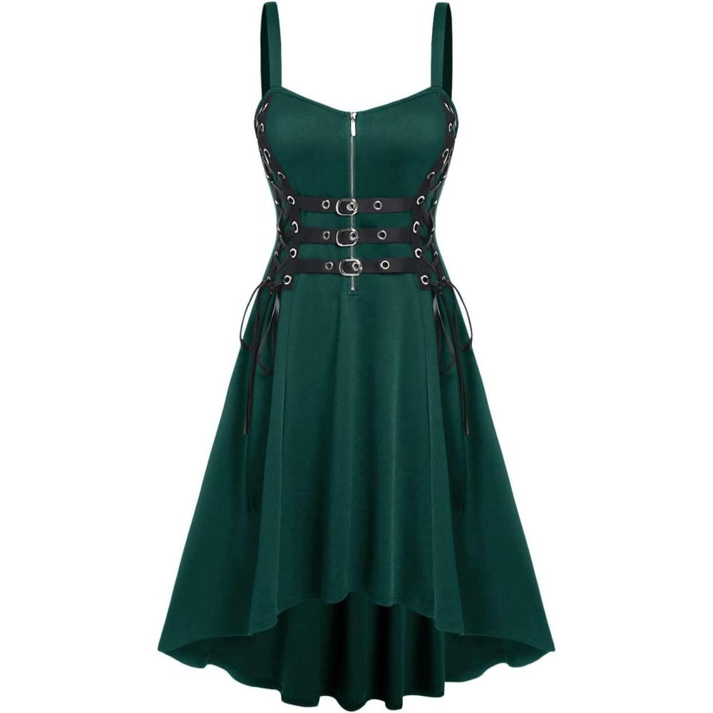 image:imageROSE GAL Womens Plus Size Dresses Sleeveless Wrap Gothic Vintage 50S Spaghtti Strap Party Maxi DressGreen5