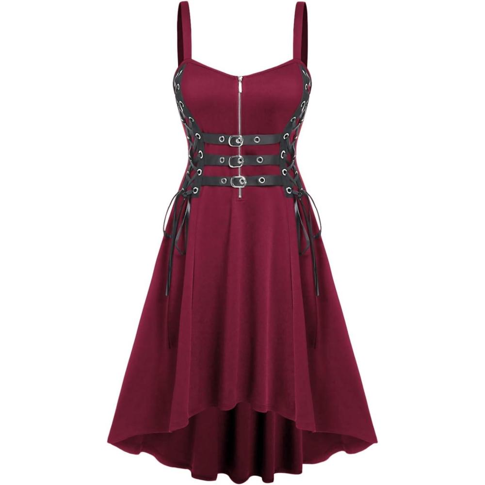 image:imageROSE GAL Womens Plus Size Dresses Sleeveless Wrap Gothic Vintage 50S Spaghtti Strap Party Maxi DressRed5