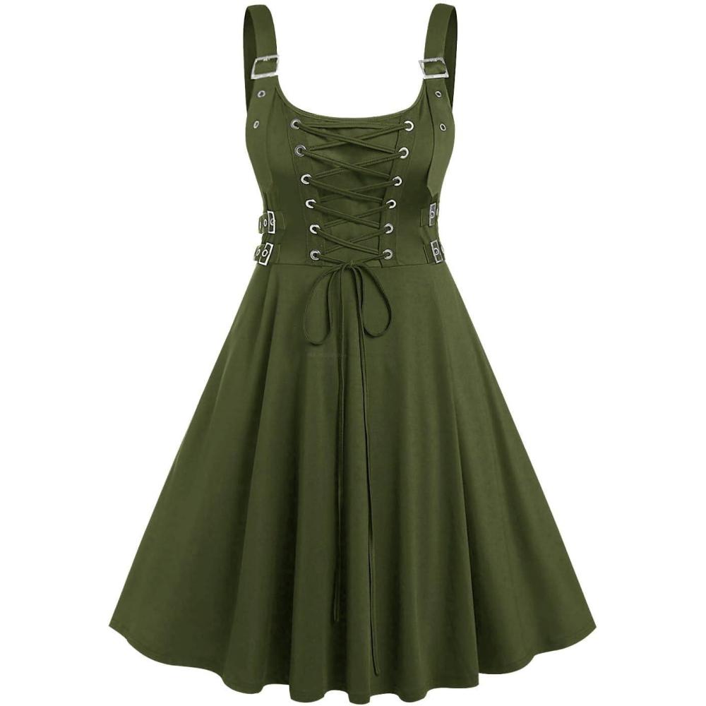 image:imageROSE GAL Womens Plus Size Dresses Sleeveless Wrap Gothic Vintage 50S Spaghtti Strap Swing Maxi DressGreen24