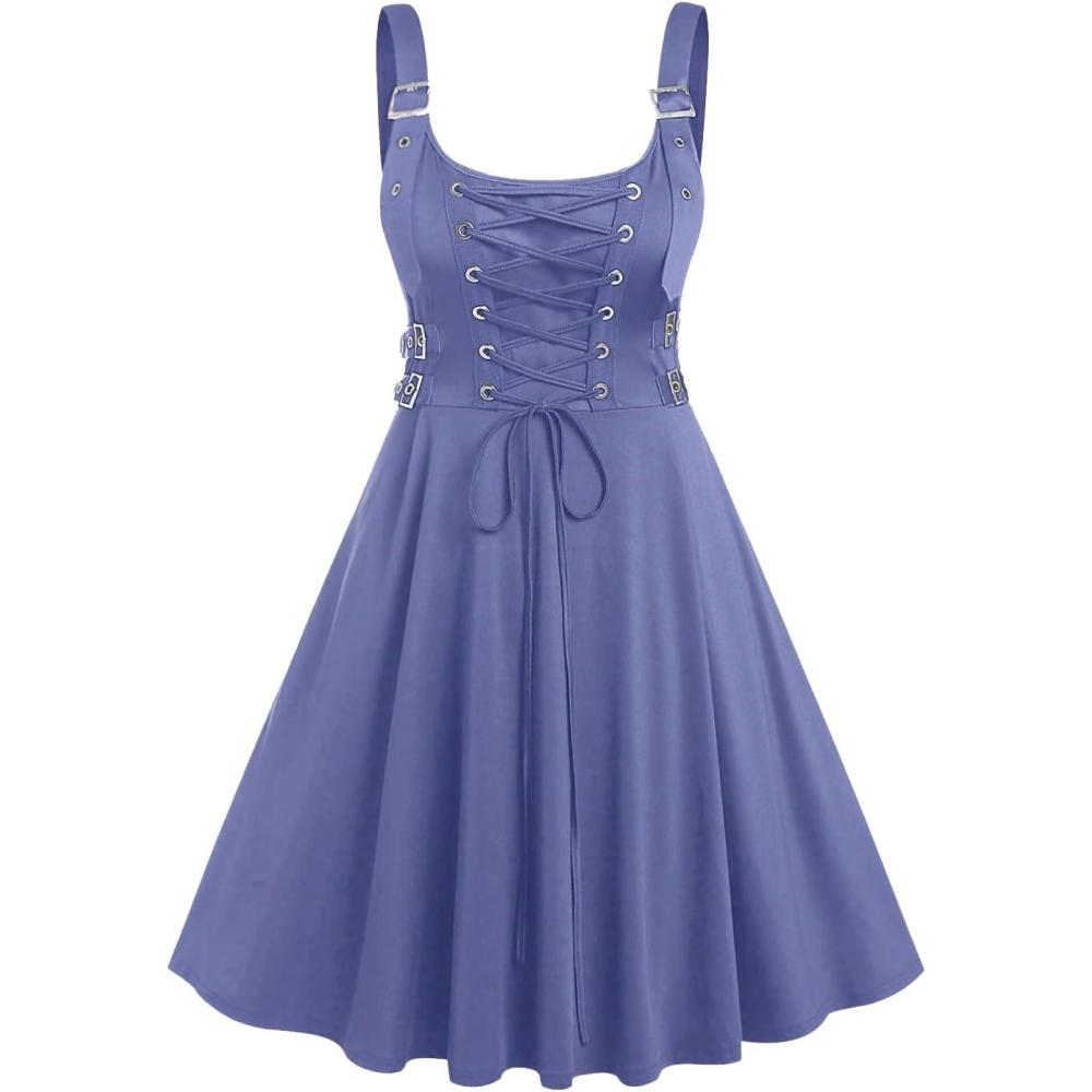 image:imageROSE GAL Womens Plus Size Dresses Sleeveless Wrap Gothic Vintage 50S Spaghtti Strap Swing Maxi DressPurple25