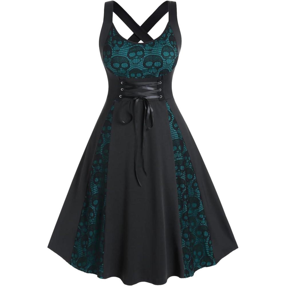 image:imageROSE GAL Womens Plus Size Dresses Wrap VNeck Gothic Vintage 50S Maxi DressBlack300