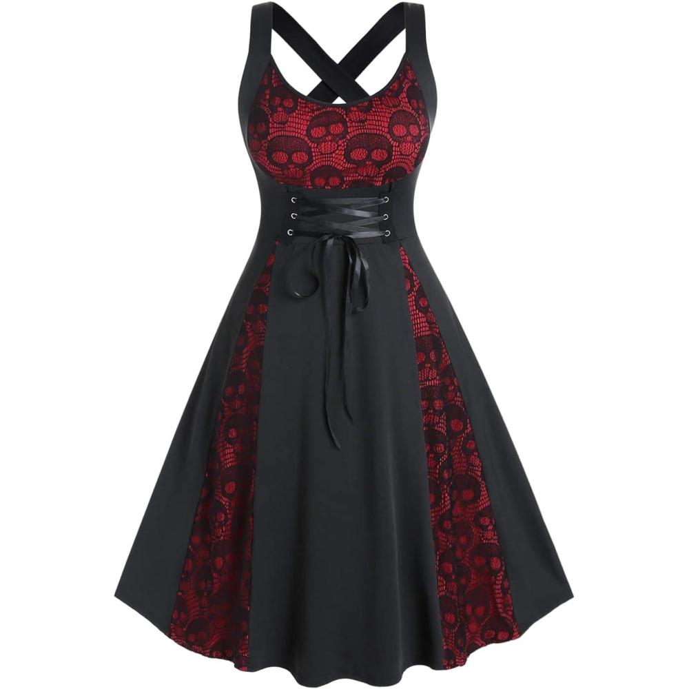 image:imageROSE GAL Womens Plus Size Dresses Wrap VNeck Gothic Vintage 50S Maxi DressBlack5