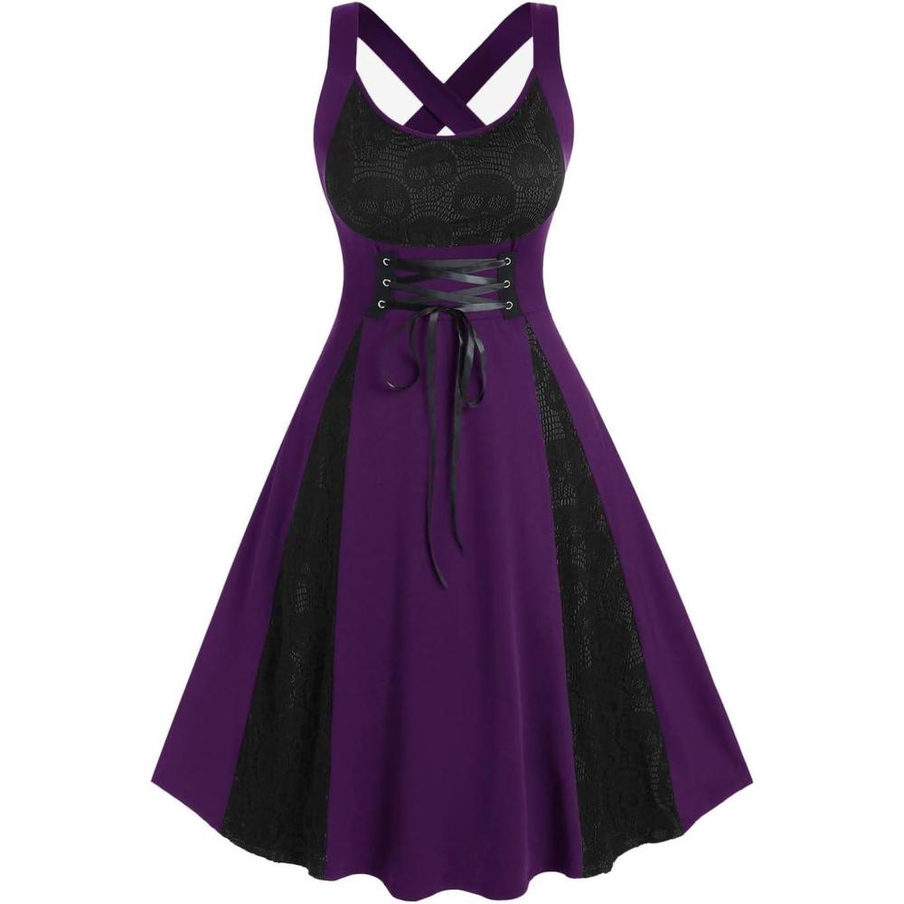 image:imageROSE GAL Womens Plus Size Dresses Wrap VNeck Gothic Vintage 50S Maxi DressPurple11