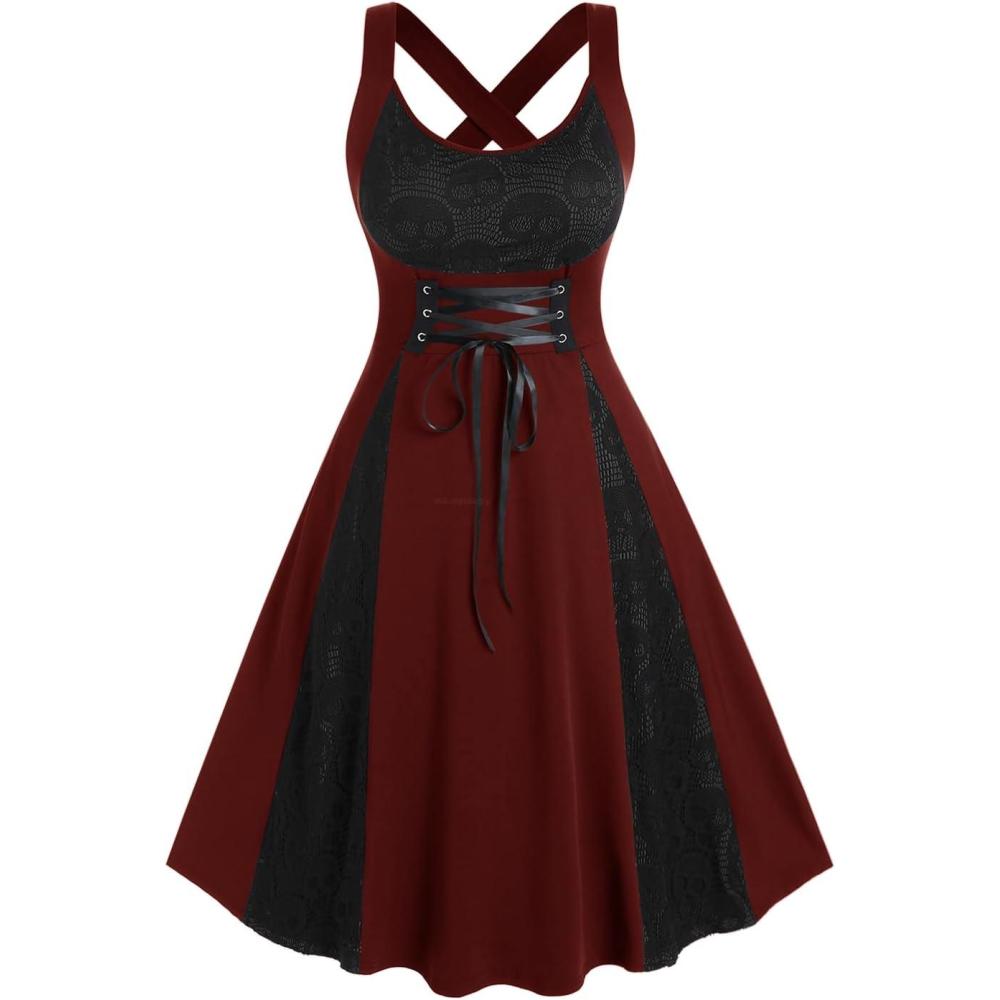 image:imageROSE GAL Womens Plus Size Dresses Wrap VNeck Gothic Vintage 50S Maxi DressRed11