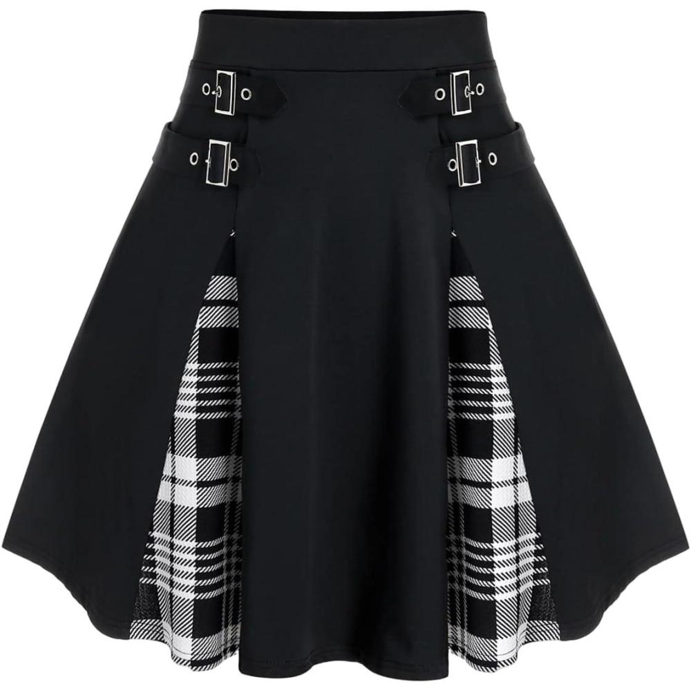 image:imageROSE GAL Womens Plus Size Gothic Mini Skirt High Waisted Short ALine School Uniform SkirtBlack4