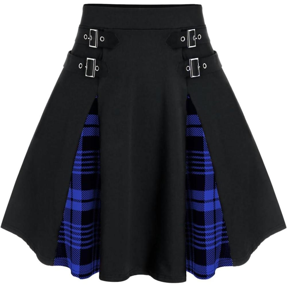 image:imageROSE GAL Womens Plus Size Gothic Mini Skirt High Waisted Short ALine School Uniform SkirtBlue2