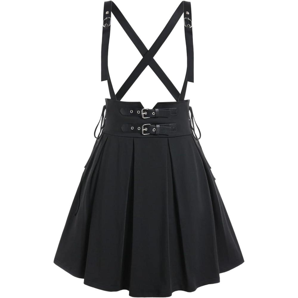 image:imageROSE GAL Womens Plus Size High Waist Tie Dress Gothic Lace ALine Mini Tie Slip DressBlack6