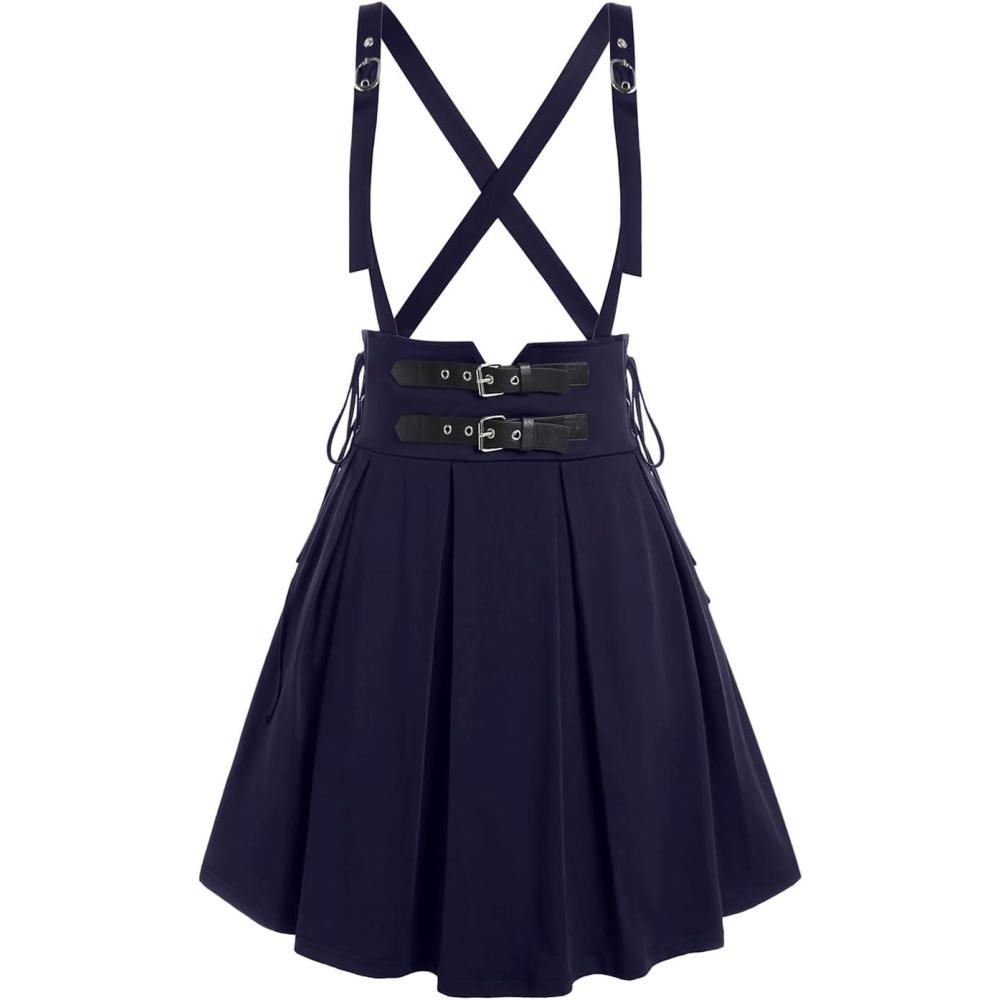 image:imageROSE GAL Womens Plus Size High Waist Tie Dress Gothic Lace ALine Mini Tie Slip DressDeep Blue