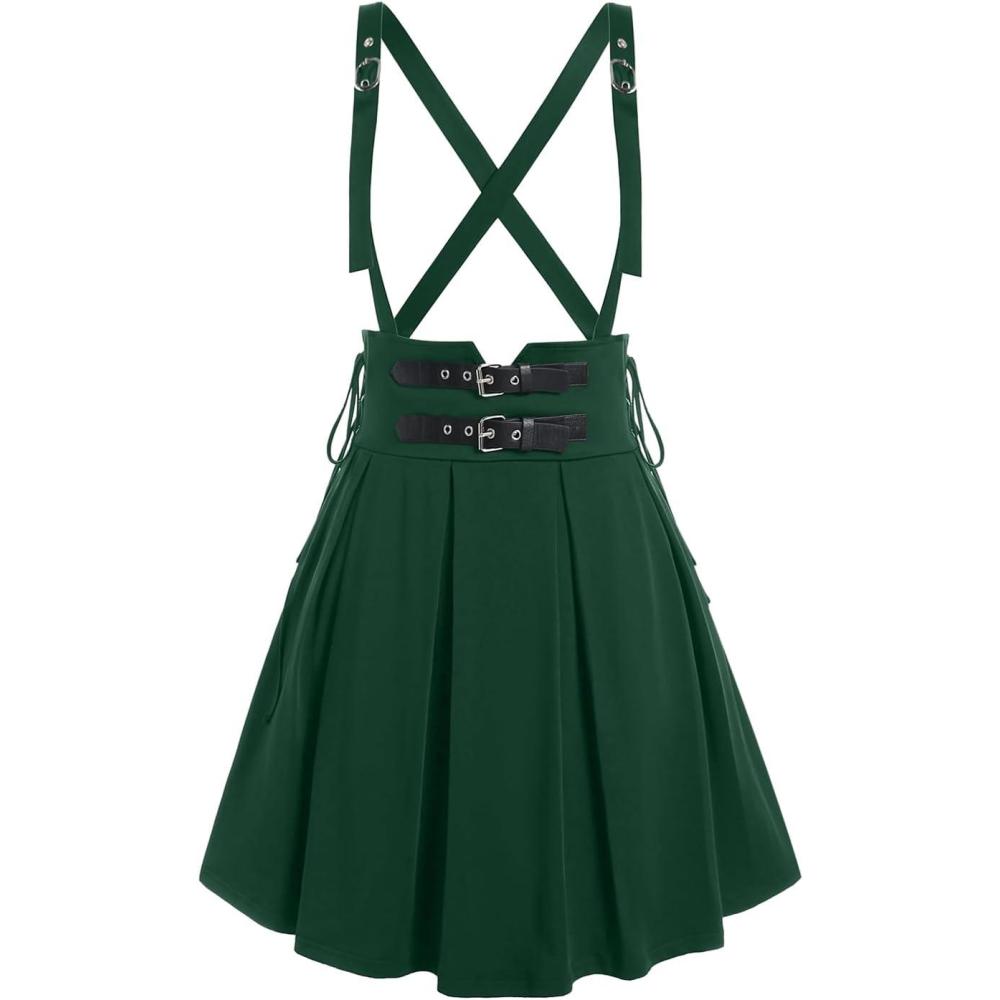 image:imageROSE GAL Womens Plus Size High Waist Tie Dress Gothic Lace ALine Mini Tie Slip DressGreen