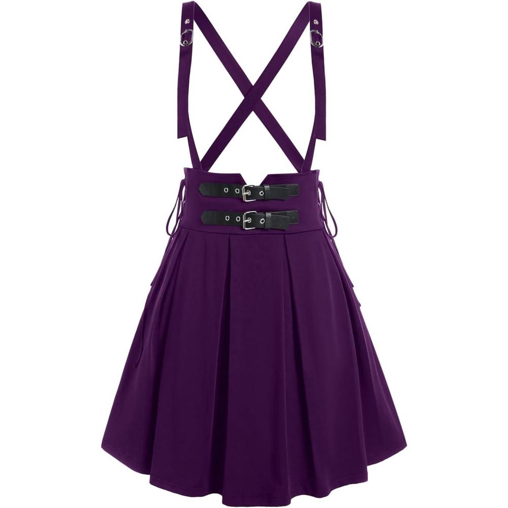 image:imageROSE GAL Womens Plus Size High Waist Tie Dress Gothic Lace ALine Mini Tie Slip DressPurple