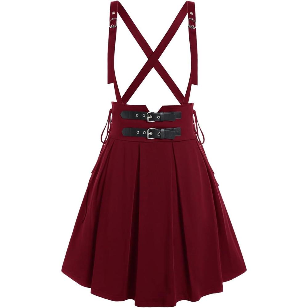 image:imageROSE GAL Womens Plus Size High Waist Tie Dress Gothic Lace ALine Mini Tie Slip DressRed