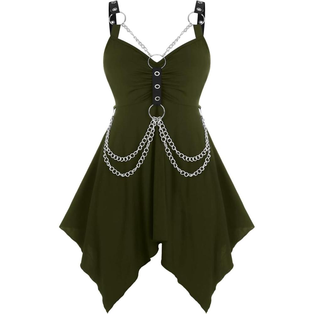 image:imageROSE GAL Womens Plus Size Tunic Tops 2022 Fall Casual Long Sleeve TShirt Goth Shirt V Neck Loose Blouses Swing TunicGreen