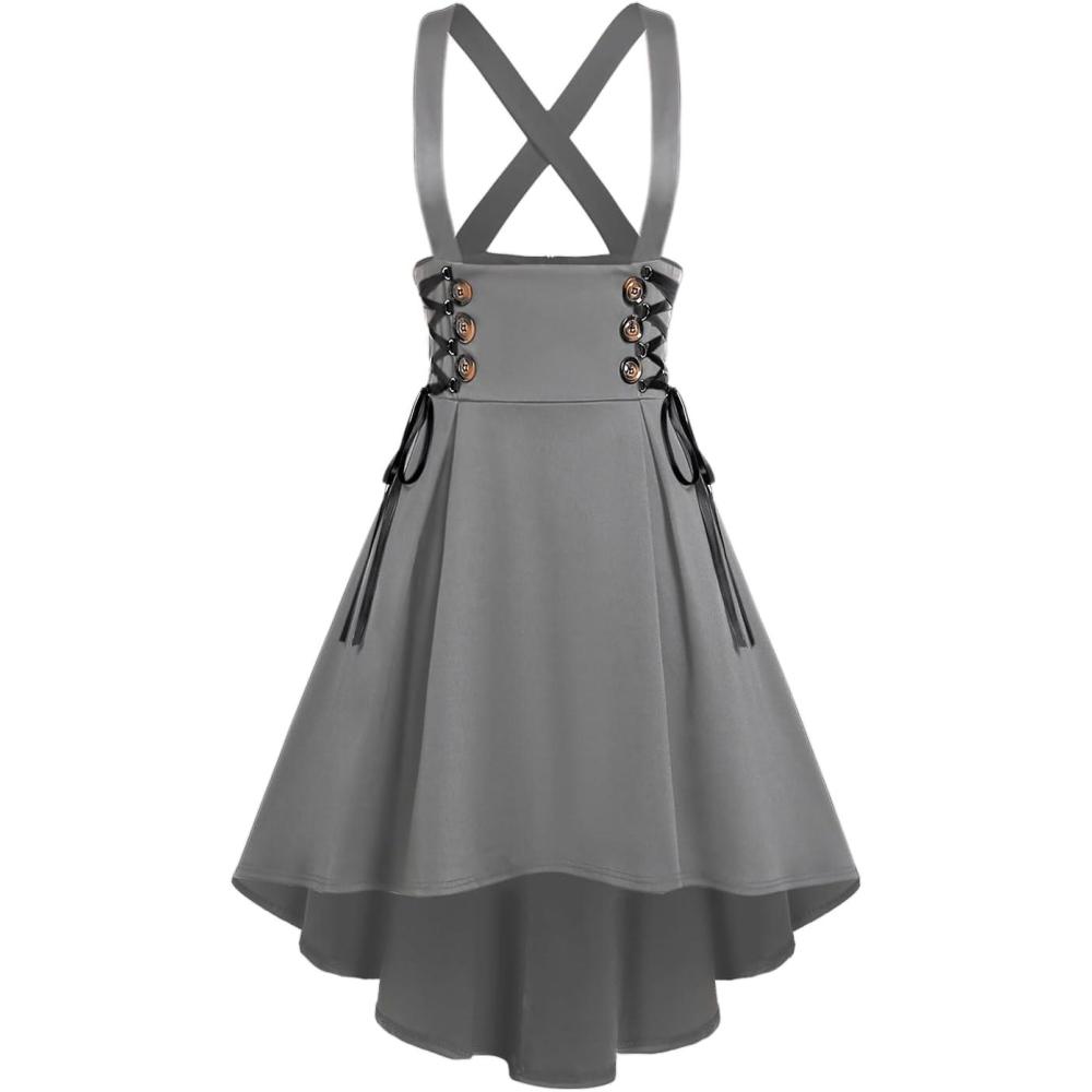 image:imageRosegal Womens Plus Size Gothic Mini Skirt Plaid Zipper Mini A Line SkirtGray