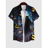 Matchable Couple Halloween Costume Ghost Pumpkin Print Shirt or Plus Size Knee Length Cinched Ruched Tee Dress(Women Black)