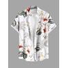 Matchable Couple Hawaiian Sea Beach Starfish Turtle Shell Print Shirt or Plus Size Midi Split A Line Dress(Men White)