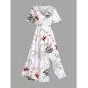Matchable Couple Hawaiian Sea Beach Starfish Turtle Shell Print Shirt or Plus Size Midi Split A Line Dress(Men White)