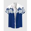 Matchable Couple Hawaiian Sea Beach Starfish Turtle Shell Print Shirt or Plus Size Midi Split A Line Dress(Women Blue)