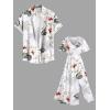 Matchable Couple Hawaiian Sea Beach Starfish Turtle Shell Print Shirt or Plus Size Midi Split A Line Dress(Women White)