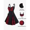 ROSE GAL Gothic Lace Up Plaid Half Zipper Fit and Flare Gothic Dress(Black-219)