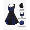 ROSE GAL Gothic Lace Up Plaid Half Zipper Fit and Flare Gothic Dress(Blue_1)