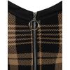 ROSE GAL Gothic Lace Up Plaid Half Zipper Fit and Flare Gothic Dress(Coffee_2)