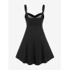 ROSE GAL Gothic Lace Up Plaid Half Zipper Fit and Flare Gothic Dress(Green_1)