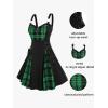 ROSE GAL Gothic Lace Up Plaid Half Zipper Fit and Flare Gothic Dress(Green_1)