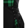 ROSE GAL Gothic Lace Up Plaid Half Zipper Fit and Flare Gothic Dress(Green_1)