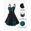 ROSE GAL Gothic Lace Up Plaid Half Zipper Fit and Flare Gothic Dress(Green_2)