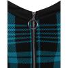 ROSE GAL Gothic Lace Up Plaid Half Zipper Fit and Flare Gothic Dress(Green_2)