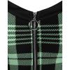 ROSE GAL Gothic Lace Up Plaid Half Zipper Fit and Flare Gothic Dress(Green_3)
