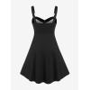 ROSE GAL Gothic Lace Up Plaid Half Zipper Fit and Flare Gothic Dress(Green_3)